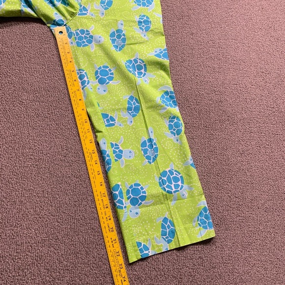 Vintage Lilly Pulitzer Pants 4 Green Turtle Print White Label Stretch Capri - Picture 6 of 12